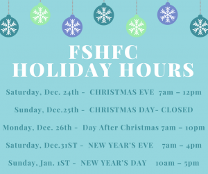 FSHFC Holiday Hours